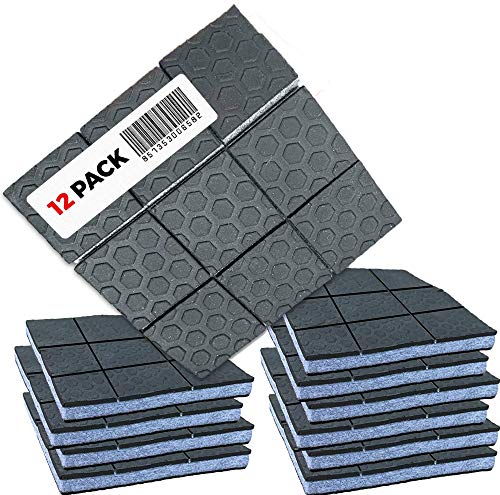 "SlipToGrip" NON SLIP Furniture Pad Grippers - Stop Slide - Multi Size (12 Pads - 3"x3") - Various Sizes - Pre-Scored - 3/8" Felt Core - Anti Slip Rubber - No nails, No glue.