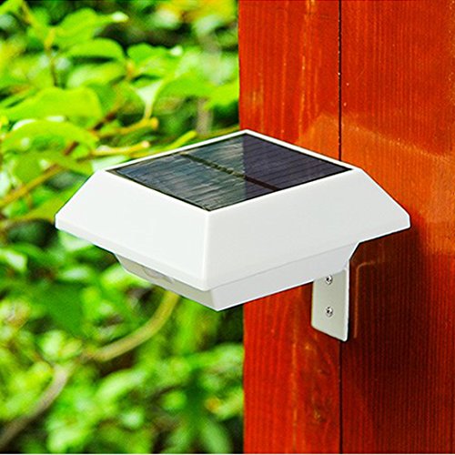 Superdream 6-LEDs Waterproof Solar Lights Outdoor Garden Fence Post Wall Mount Light Security Lamp Night Light (with Motion Sensor)