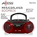 AXESS PB2703 Portable MP3/CD Boombox with AM/FM Stereo, USB, SD, MMC (Black)