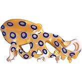 Cute Blue-Ringed Octopus 2.95inch Small Hair Clip,Funny Acetate Claw Clips for Women