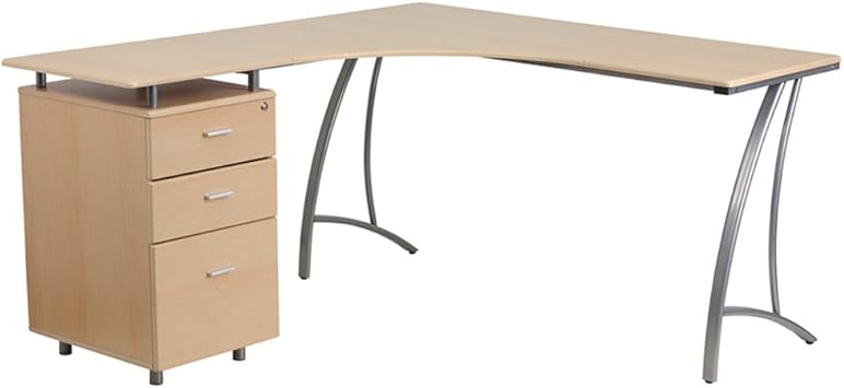 Amazon Com Beech Computer Desk With Drawers Flavian Small
