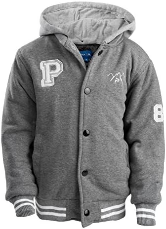 Boys' Fleece Varsity Baseball Jacket with Removable Hood