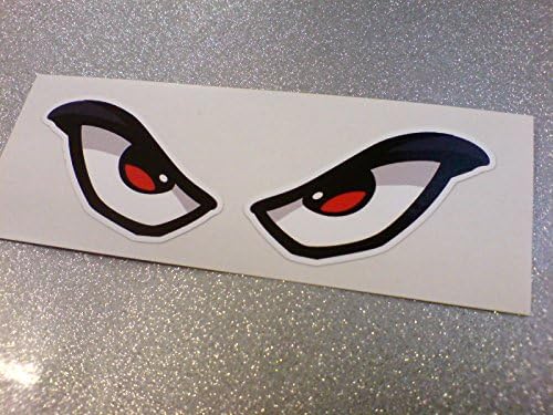 COCODECALS 2pcs Evil Eyes Car Motorcycle Helmet Van Stickers Decals 90mm