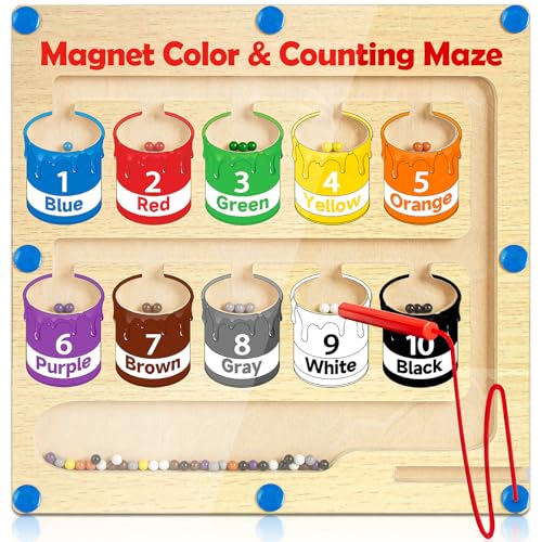 Color & Number Maze, Montessori Counting Matching Toys, Wooden