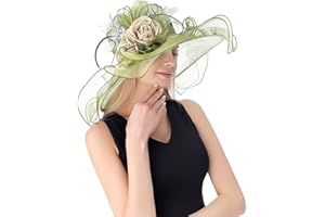 RZTA Women's Kentucky Derby Church Dress Hat Wide Brim Leaf Flower Bridal Shower Hat