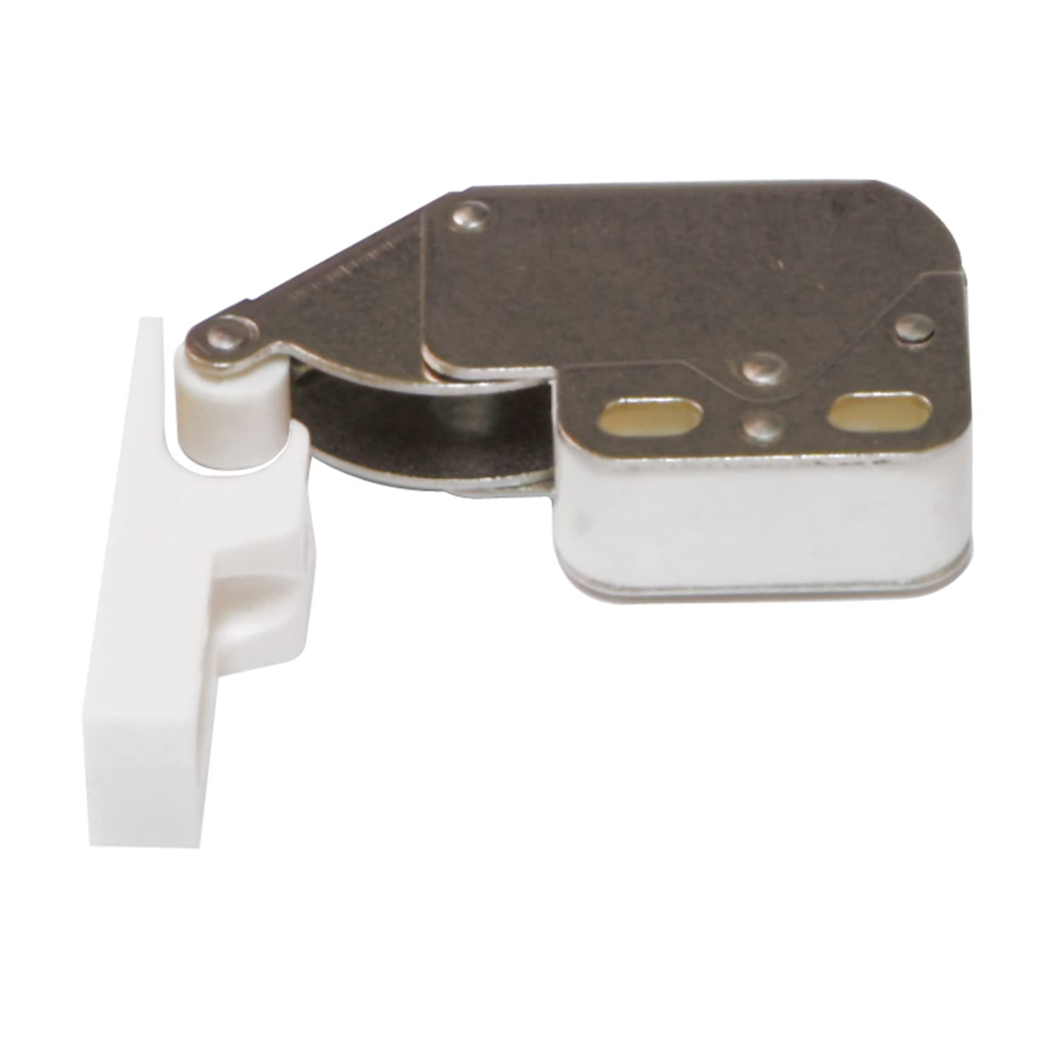 Amig - Pack of 2 Spring sockets Mod.30 in White Finish Steel - Concealed Closure for Cabinet Doors and Furniture at Home or Office - Measurements: 28 x 35 mm - Fixing Screws Included