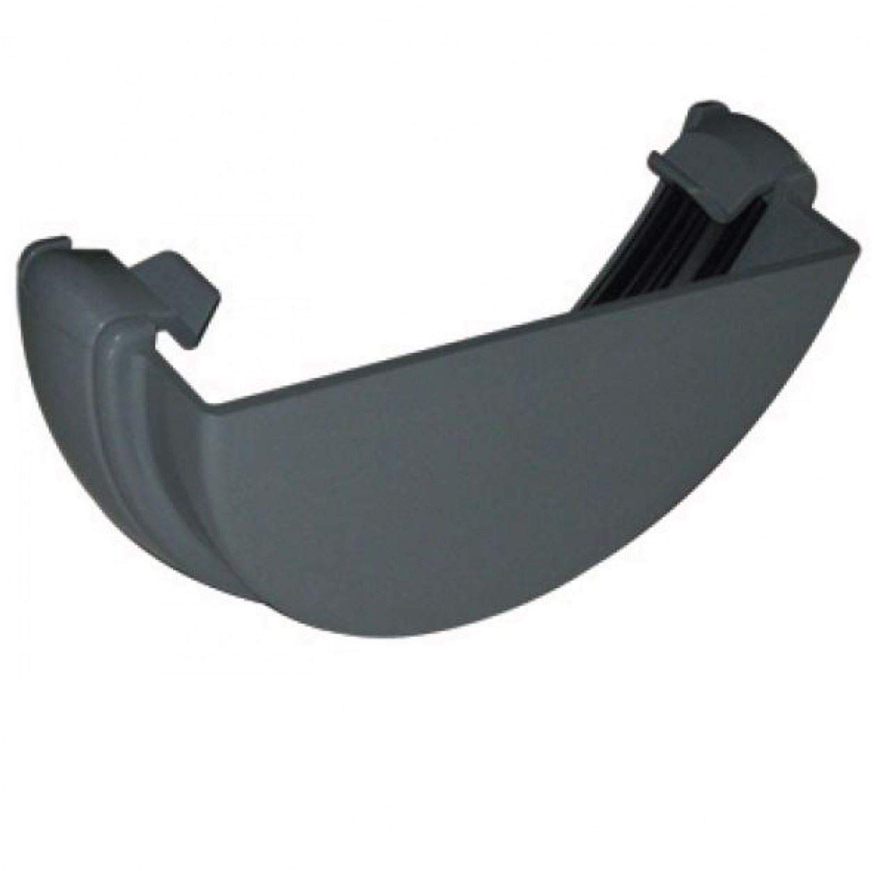 FLOPLAST 112mm Half Round Gutter External Stop End - Grey - Pack of 2