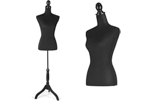 Encomle Dress Form Female Mannequin Torso, Height Adjustable Mannequin Body with Stand for Sewing, Display, Black