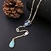 F-U Punk Sky Blue Teardrop Pendant Y necklace Long Chain Statement Necklace