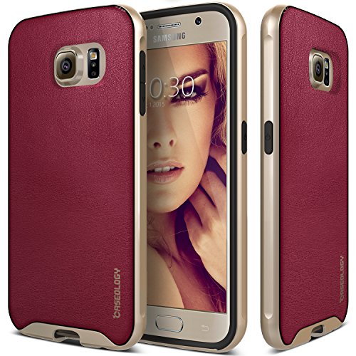 Galaxy S6 Case, Caseology [Envoy Series] Classic Rich Texture Leather [Burgundy Red] [Luxury Slim] for Samsung Galaxy S6