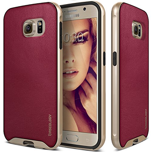 Galaxy S6 Case, Caseology [Envoy Series] Classic Rich Texture Leather [Burdy Red] [Luxury Slim] for Samsung Galaxy S6