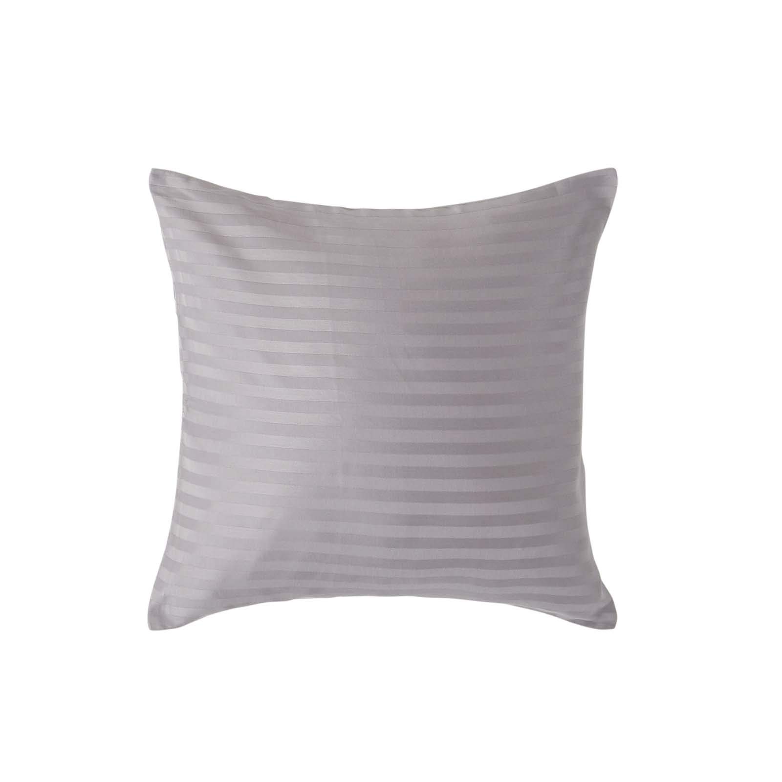 HOMESCAPES Grey Pure Egyptian Cotton Euro Size Pillowcase 40 x 40 cm 330 TC 500 Thread Count Percale Equivalent Satin Stripe Pillow Case with Zip