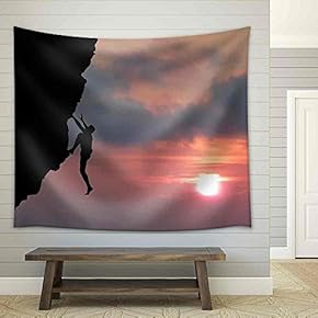Climber to Conquer The Peak - Fabric Wall Tapestry Home Decor - 51x60 inches