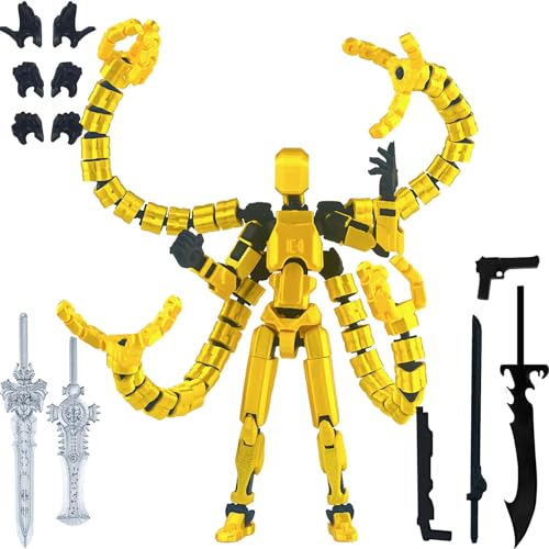 Already Assembled T13 Action Figure Accessories,Dummy 13 T13 Multi-Jointed Movable,for Collectors Desktop Decorations t-13 Movability 3D Printed Toys (Yellow-1, 5.5inch)