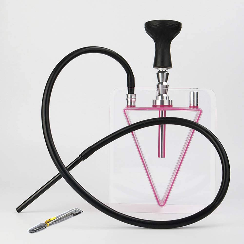 Big Smoke Acrylic Triangle Pot Hookah Shisha Set Bar KTV Cafe Sheesha Complete 1 Hose,Pink