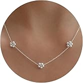 BSGRL Pearl Necklace for Women- 14K Gold-plated/White Gold-plated Dainty Pearl Necklace for Women