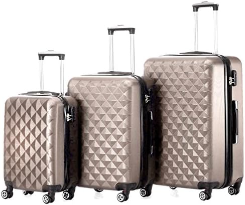 Timmari Hard Lightweight Expandable ABS Luggage Set 29" + 26" + 21" Premium Quality Sturdy &amp; Durable Hardshell - Double Wheels Ultra Strong Zipper &amp; Number Lock (Champagne)