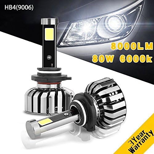 9006(HB4) 6000K 8000 Lumens LED Headlight Bulbs Conversion Kit ,Leakind N7 Series Plug and Play Crystal Clear Cool White Lamp, 80W,3 Year Warranty