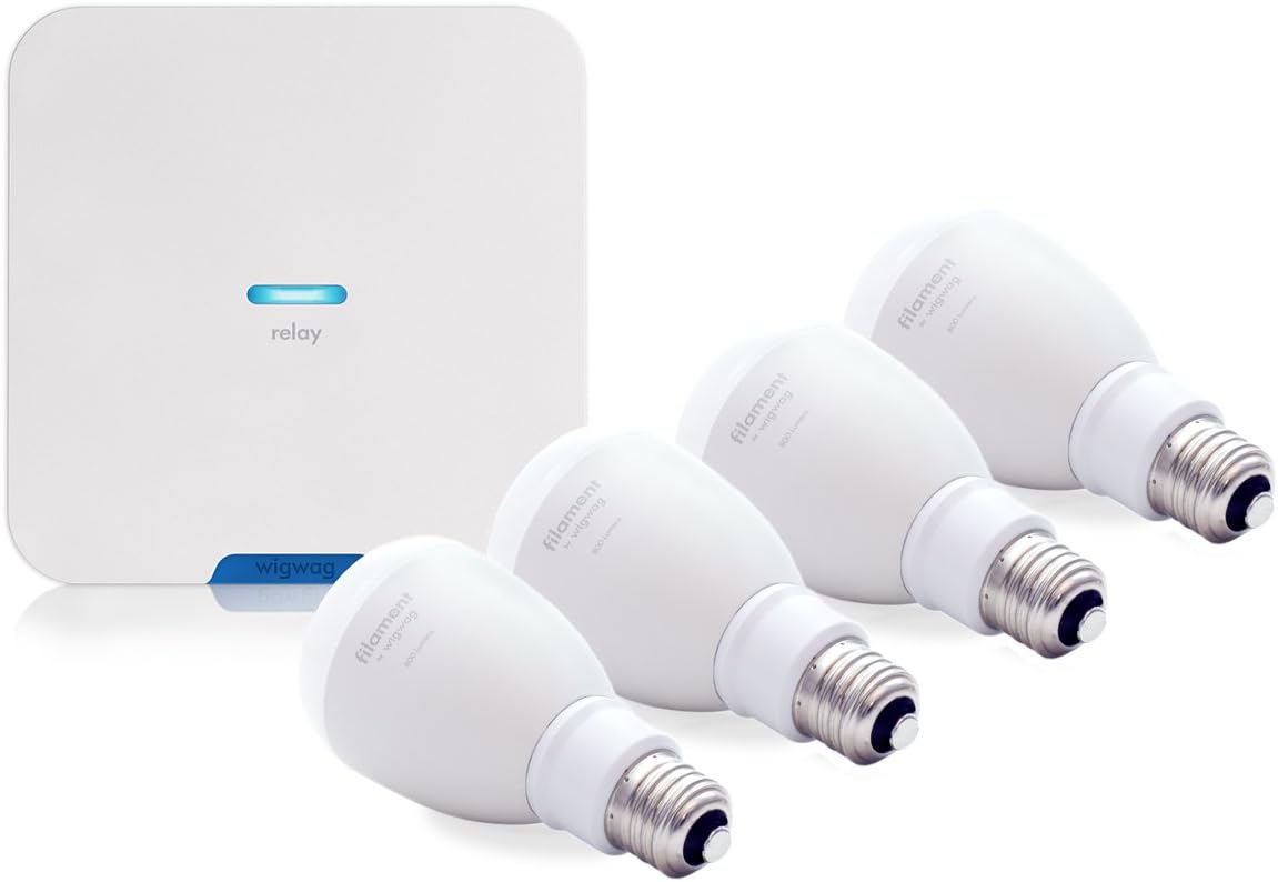 WigWag Home Automation Starter Kit with 4 Smart RGBW LEDs, Includes WigWag Relay for Control of Smart Devices Using Zigbee, Z-Wave, WiFi and More