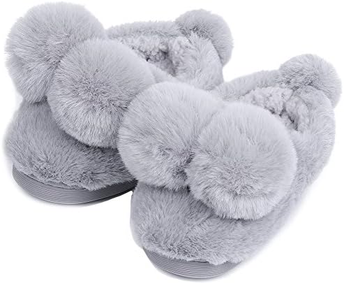 UIESUN Unisex Toddler Shoes Slippers Funny Ball Boy Girl Winter Soft Bedroom Indoor House Grey-16/17