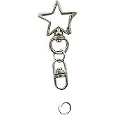 Star Shaped Keychain with Spring Clip, 2.16" Zinc Alloy Star Shaped Key Ring Accessories, Open Jump Ring Connector for DIY Craft Keys Jewelry Making