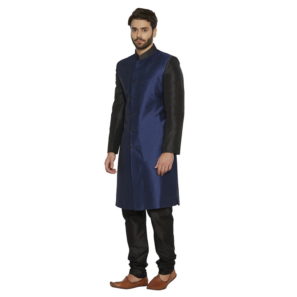 irin men's blended silk indo-western sherwani with churidar