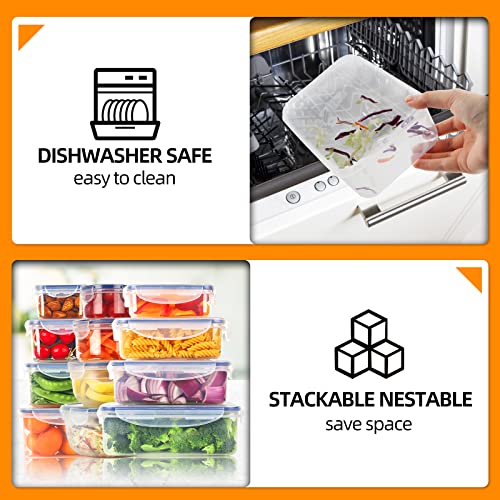 WayEee Food storage containers 12 Pack - Meal Prep Lunch Boxes plastic bowls with lids for kitchen, fridge - Airtight and Leakproof -Microwave, Freezer, Dishwasher, Safe-BPA Free