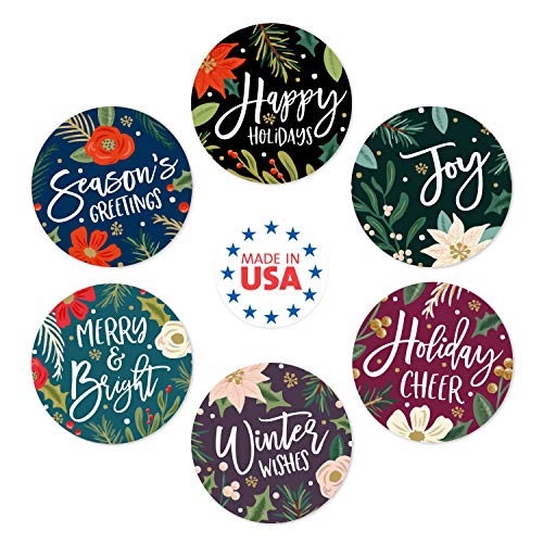 Bold Floral Holiday Sticker Assortment / 6 Alternating Vibrant