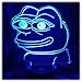 Such Wow! 3D LED Pepe the Frog Meme Desk Table Bedroom Night Light Lamp - Touch/Remote Controlled, 7 Different Colors, 8.5