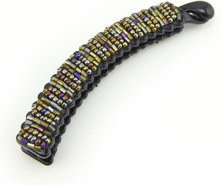 Meilliwish Beads Beautiful Banana Hair Clip for Women Girls 1 PCS(H67)(Brown)