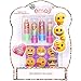 Townley Girl Emoji Super Sparkly Lip Balm for Girls, Four Fruity Flavors with Decorative Carrying case