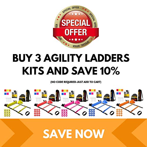 Bltzpro Football and Soccer Training Equipment - Cones & Agility Ladder Speed Practice kit for Kids and Coaches - Conditioning and Footwork Workout Gear - Includes 2 Bags & 24 Agility Drills eBook - Thumbnail 7