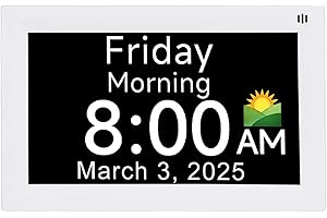 Generic 7 Inch Large Display Calendar Clock, Electronic Digital Calendar Dementia Alarm Clock Medication Reminder with Remote