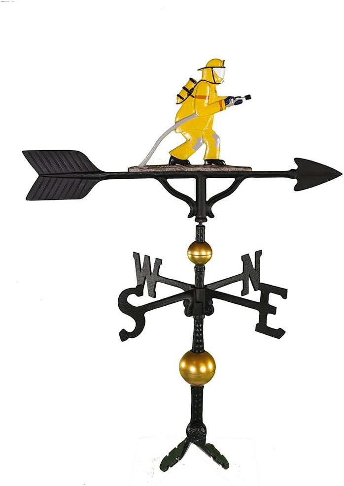 Weathervanes - Montague Metal Products 32-Inch Deluxe Weathervane with Color Fireman Ornament