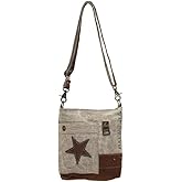 Myra Bag Canvas Star Purse - Womens Star Bag with Fabric Body and Real Leather Accents, Aesthetic Canvas Purse for Women