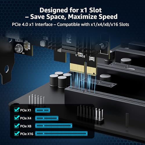 Carte Réseau PCIe 10G, Carte Ethernet YuanLey 10G Base-T Avec Contrôleur Realtek RTL8127AT, Adaptateur Ethernet PCIe Vers RJ45 10Gb NIC Compatible Avec PCI Express X1, X4, X8, X16, Prise En Charge WOL