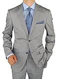 Bianco B Men's Suit Two Button 2-Piece Modern Fit Suit Gray Jacket & Trousers