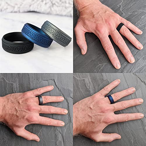 Knot Theory Trinity Silicone Ring for Men Smooth Black Size 14