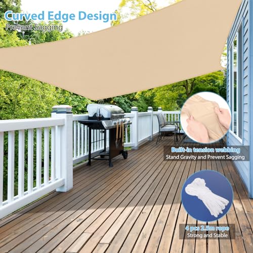 Rectangular Shade Sail, 4 x 5 m, 99% UV Protection, Waterproof, Quick Heat Dissipation, Resists High Tensile Forces, Shade Awning for Patio Outdoor Garden