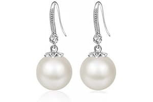 FUELEGO 70 Percent Off Deals Pearl 925 Sterling Silver Earrings Jewelry for Women, Pearl Dangle Drop Earrings for Women AAA+ Prime Clearance Items Today Only Amazon Deals Today Clearance Holiday Deals
