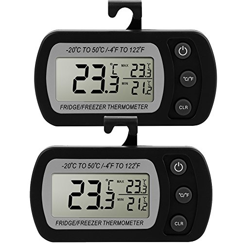 Fridge Thermometer, Glamouric Waterproof Digital Refrigerator Freezer