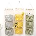 3Pcs Wall Hanging Storage Bag, Creatiee Waterproof Over The Door Closet Organizer Linen Farbric Hanging Pocket Organizer with 3 Remote-sized Width Pockets for Bedroom