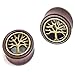 bOdfx Exclusive Ear Stretching Plugs. 1 Pair. Organic Wood Tunnels with Tree of Life Inlay Ear Gauges