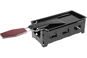Mini Raclette, Carbon Steel Candle Cheese Melter with Wooden Handle, Fast Heating BBQ Grill, Suitable for Indoor Parties, Inc