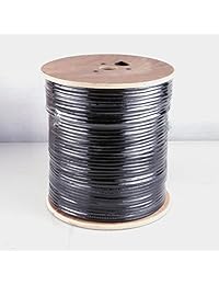 Cinco estrellas Cable 1000 ft. CAT6 Direct Entierro metro Cable UTP exterior impermeable   Negro