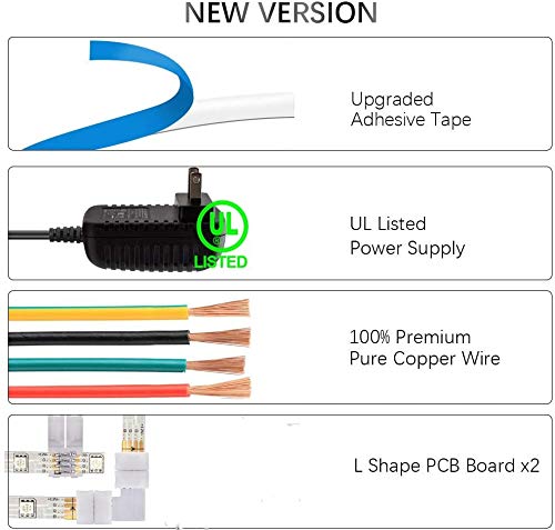 Led Strip Lights Bluetooth,16.4ft Color Changing Strip Lights 5050 SMD RGB LED Tape Light IP67 Waterproof for Party Bar Car Home Kid’Room DIY Decoration …