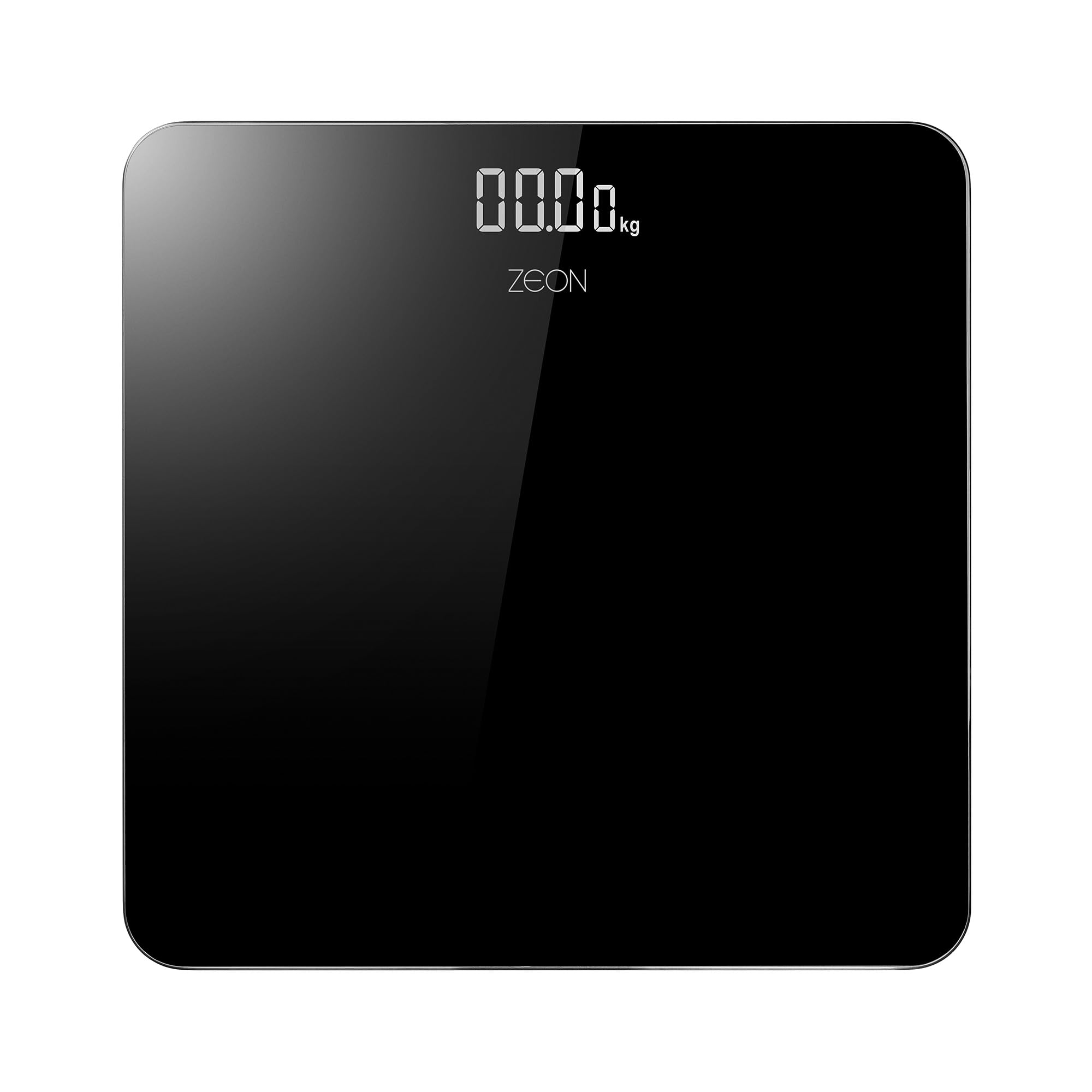 Zeon Personal Scales with Glass Top for Precise Electronic Measurement of Weight, Black