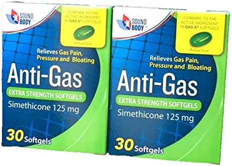 Sound Body Anti-Gas Extra Strength Softgels-Relieves Gas Pain,Pressure & Bloating-2 Boxes-Total 60 Softgels