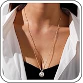 Sttiafay Boho Pearl Pendant Necklace Long Pearl Chain Necklace Gold Single Pearl Necklace Dainty Big Pearl Necklace Round Imitation Pearl Necklace Jewelry for Women