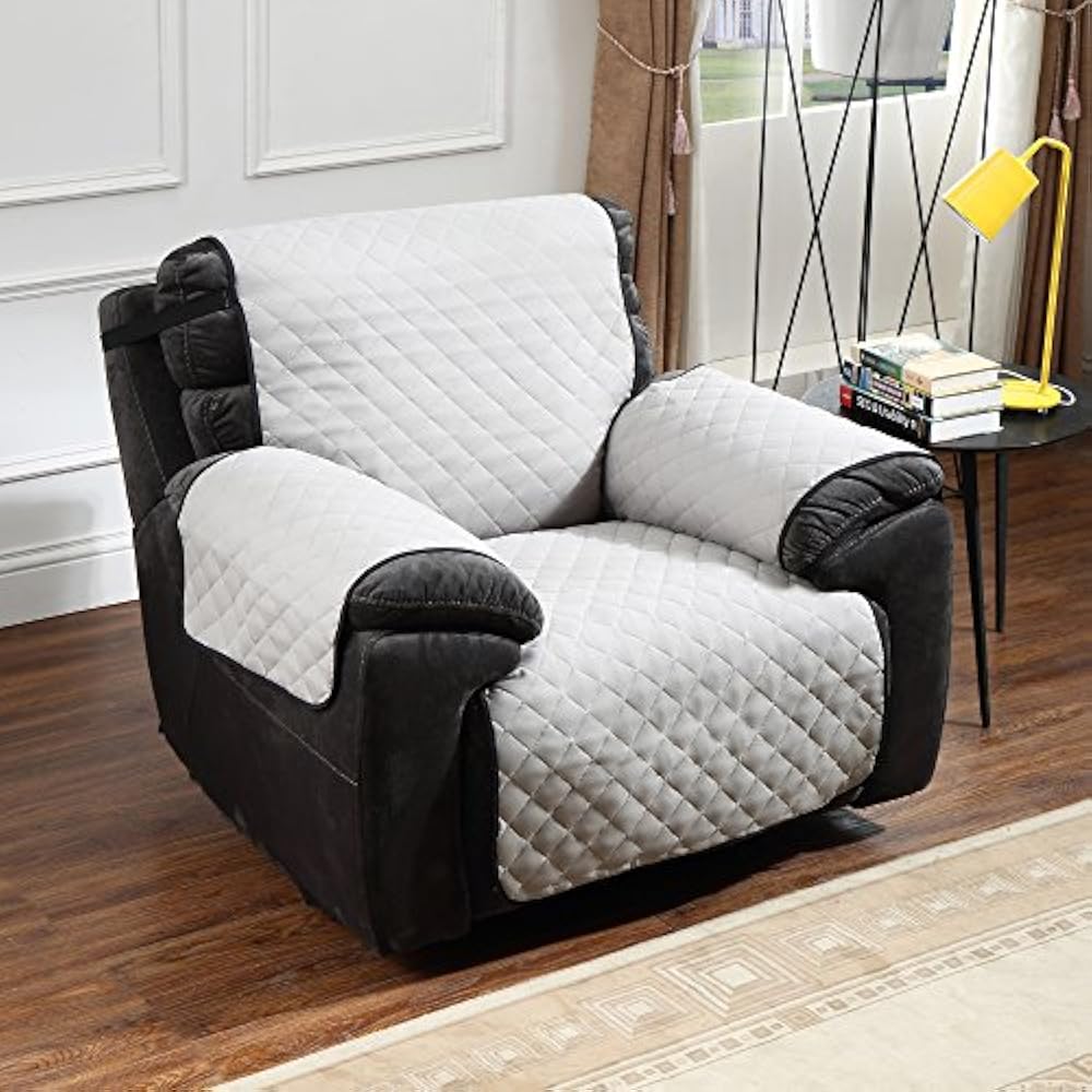 Reversible Recliner Chair Cover Anti Slip Furniture Slipcover Black